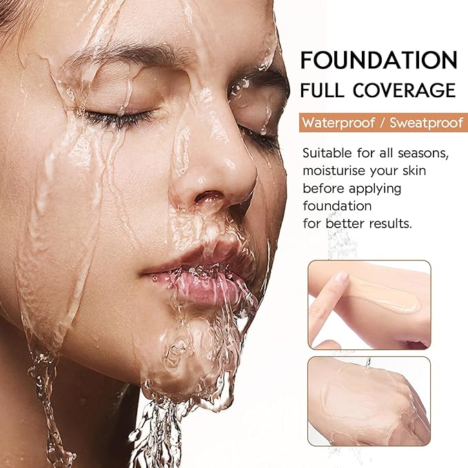 Matte Oil Control Concealer Foundation Flawless Soft Long Lasting Foundation Makeup,Waterproof Full Coverage Face Makeup Strong Concealer Foundation for Oily Acne Skin (#104 Buff Beige)