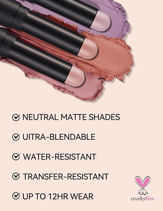 Erinde Waterproof Cream Eyeshadow Stick, Matte Nude Eye Shadow Sticks, Longwear Blendable High Pigmented, Neutral Eye Shadow Sticks Matte for Older Eyes, Smokey Eyeshadow Pencil Crayon, 19 Light Taupe