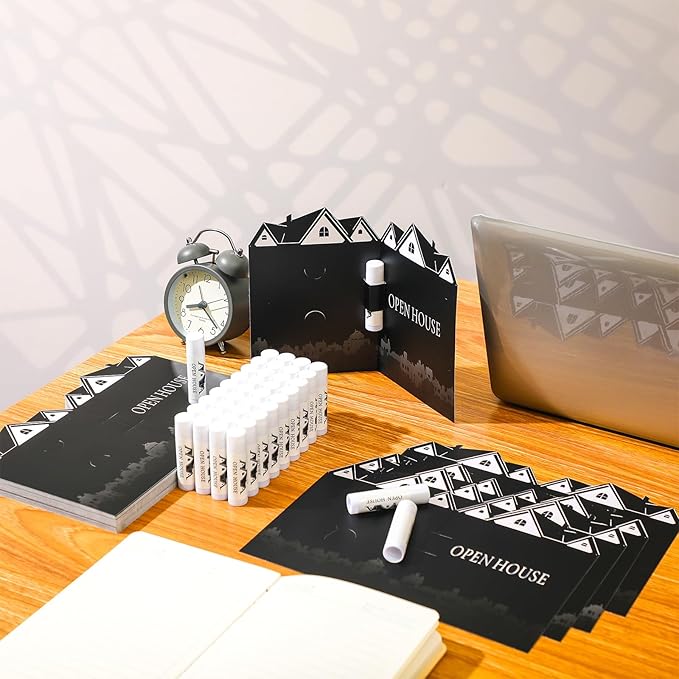 25 Pcs Open House Lip Balm with Cards Real Estate Agent Supplies Lip Moisturizer Moisturizing Lip Balm Bulk Moisturizing Lip Balm Stick for Open House Business Advertising Events