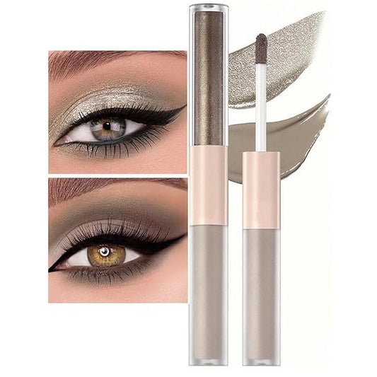 Silver Liquid Eyeshadow Matte Double Ended Glitter For Eyes Metallic Eyeshadow Pencil Primer Base Quick Drying Waterproof Long Lasting Highlight Stick Shadow Pen Eye Makeup (#2)