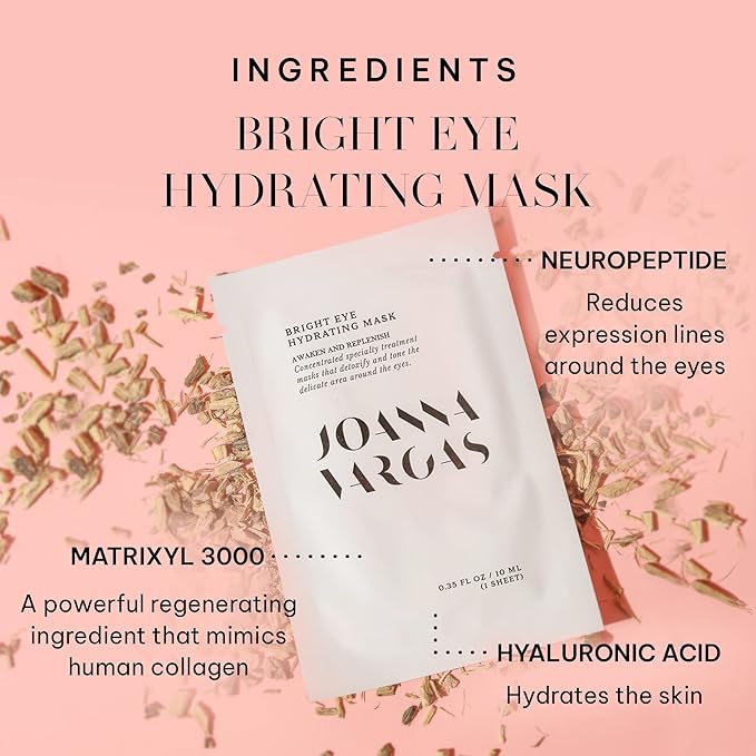 Joanna Vargas Bright Eye Hydrating Mask. Concentrated Ultra-Luxe Bamboo Hydration Sheet Masks Target Dark Circles, Expression Lines and Skin Tone. 5 Sheets (0.35 oz/sheet)