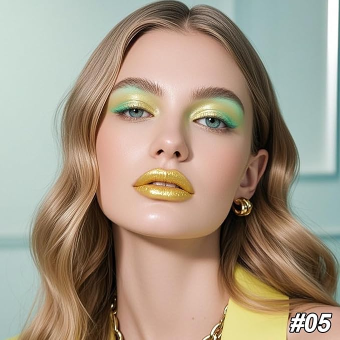 Erinde 4 Colors Eyeshadow Palette Eye Shadow Makeup, Matte Shimmer Metallic Gold Blue Green Dark Brown Nude Neutral Eyeshadow, Long Wearing, Pigmented Blendable, Quad Eye Shadow Palette, 05