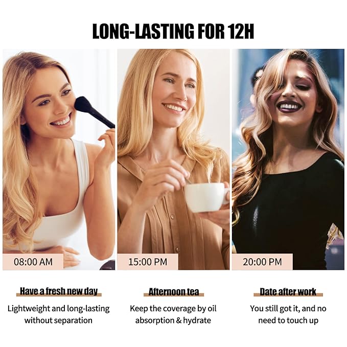 Matte Oil Control Concealer Foundation Flawless Soft Long Lasting Foundation Makeup,Waterproof Full Coverage Face Makeup Strong Concealer Foundation for Oily Acne Skin (#104 Buff Beige)