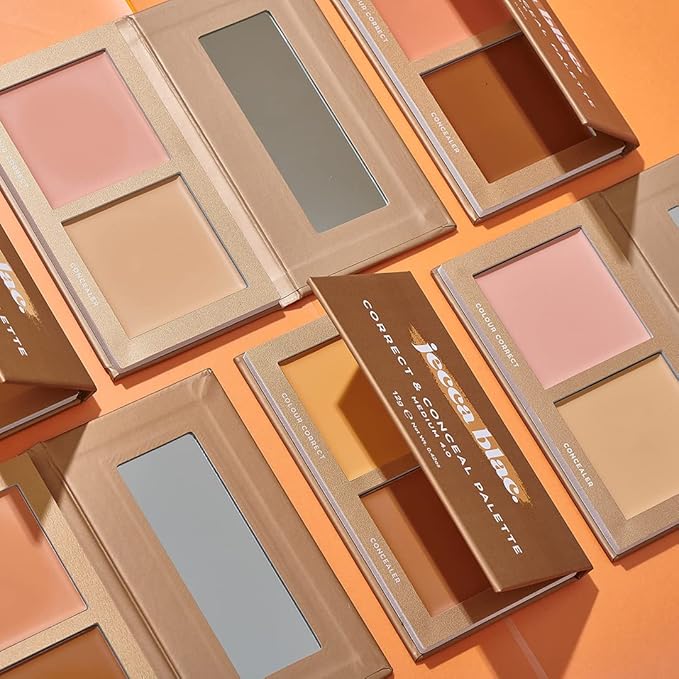 Jecca Blac Correct and Conceal Medium Coverage Palette, Lightweight Long Lasting Formula, Medium To Full Coverage, Gender Neutral and LGBTIQA+ Inclusive Make Up, Dark 6.0, 12g