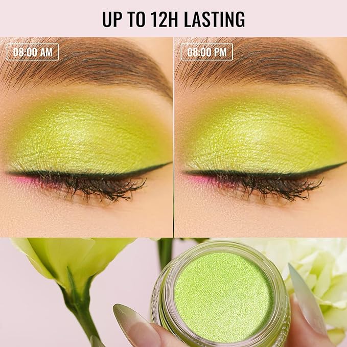 Oulac Cream Eyeshadow also for Highlighter Large Capacity Highly Pigmented Eye Shadow Waterproof &Long Lasting with Moisturizing Formula, Shimmer Glitter Eye Makeup Set 2