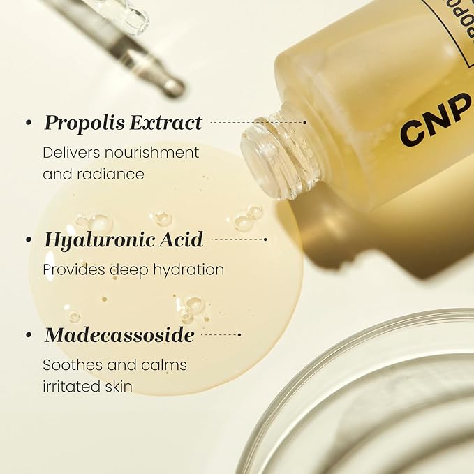 CNP Honey Glow Serum - Hyaluronic Acid & Propolis for Hydrating, Anti-Aging, Centella Soothing Serum, for Sensitive Skin, Korean Skin Care (0.5 fl. oz)