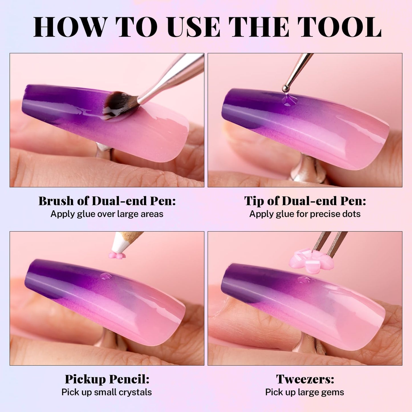 3D Flowers for Nails, Colorful Acrylic Flower Nail Charms with Caviar Beads, Rhinestones for Nails 3D Nail Charms for Acrylic Nails with Pickup & Dotting Tools for Manicure DIY Nail Art Decor