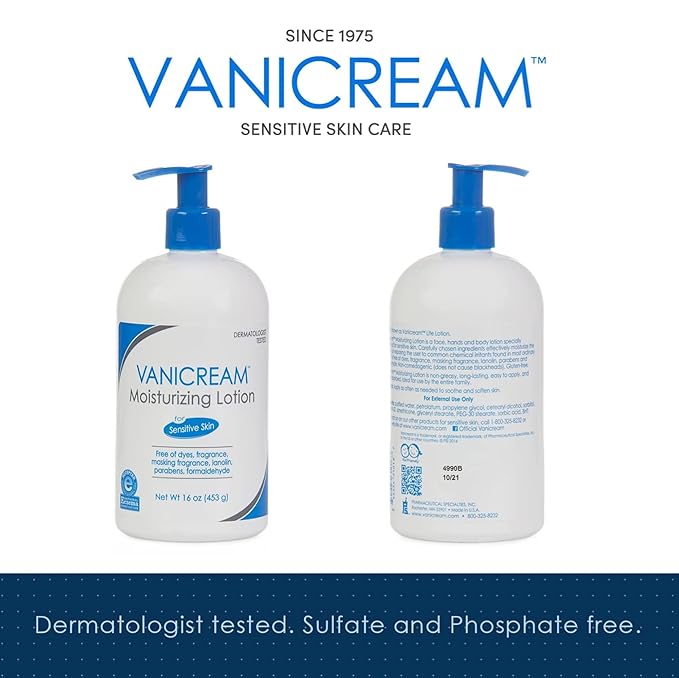 Vanicream Moisturizing Lotion with Pump | Fragrance and Gluten Free | For Sensitive Skin | 16 Ounce (Pack of 1)