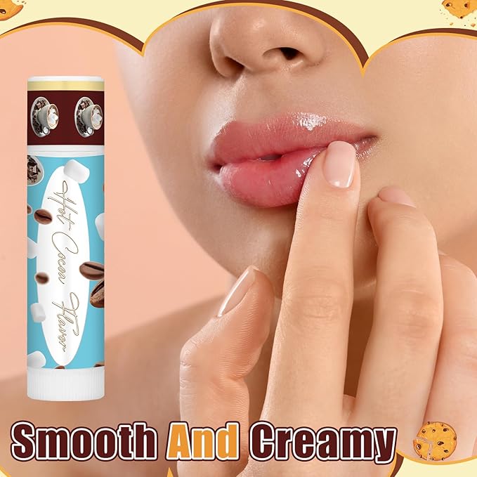 50 Pcs Christmas Lip Balms Gifts Bulk Cane Hot Cocoa Cookie Cinnamon Gingerbread 5 Assorted Flavor Holiday Party Treat Goodie Bags Stuffers Small Gifts for Friends Neighbors Colleagues