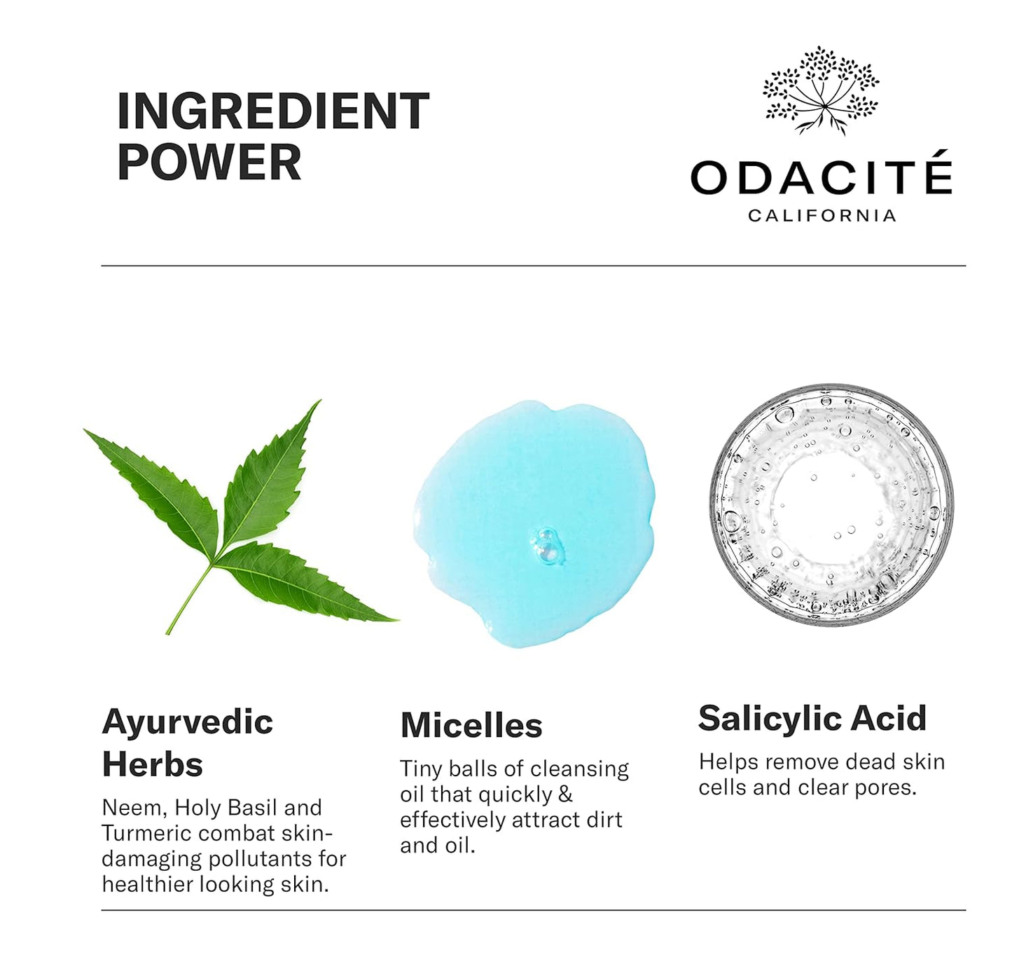 ODACITE Odacité Facial Cleanser with Foam - Blue Aura Cleansing Water Facial Wash with Neem, Holy Basil & Turmeric - No-Rinse Micellar Water Removes Pollution, Impurities & Makeup, 4.0 fl. Oz