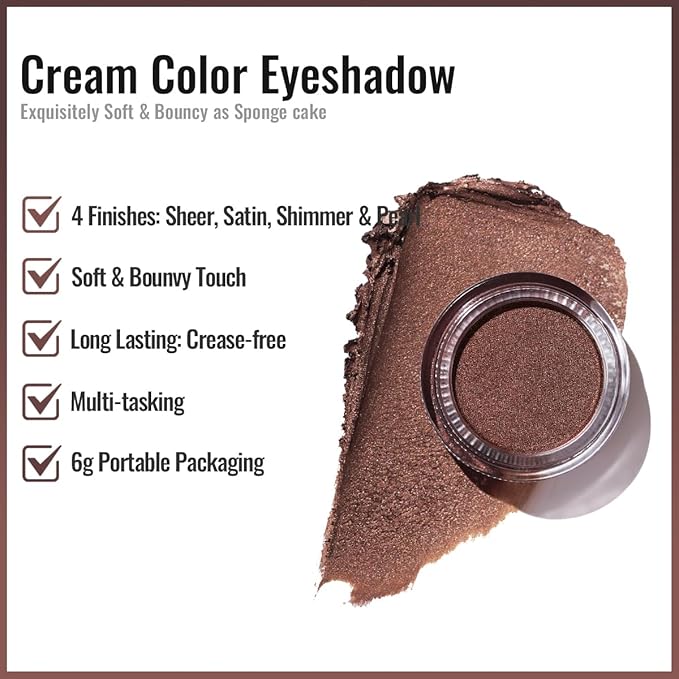 Oulac Bronze Cream Eyeshadow also for Highlighter Large Capacity Highly Pigmented Eye Shadow Waterproof &Long Lasting with Moisturizing Formula P01