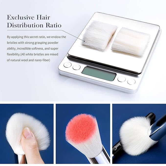 Jessup 25pcs Professional Makeup Brush Set Foundation Powder Concealer Eyeshadow Blending Blush Highlighter Natural-Synthetic Hair Brushes (Black/Silver)