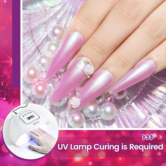 JODSONE 10ml Gel Nail Polish Set Red Glitter 6Colors Glitter Rose Red Gel Polish Lacquer Glossy Art for Nail and Salon Need U V Lamp