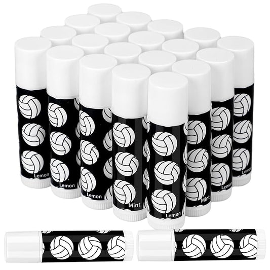 24 Pcs Volleyball Lip Balm Volleyball Team Gifts Volleyball Party Favors Volleyball Lip Balm Gift for Volleyball Team Volleyball Party Guest Supplies (Black)