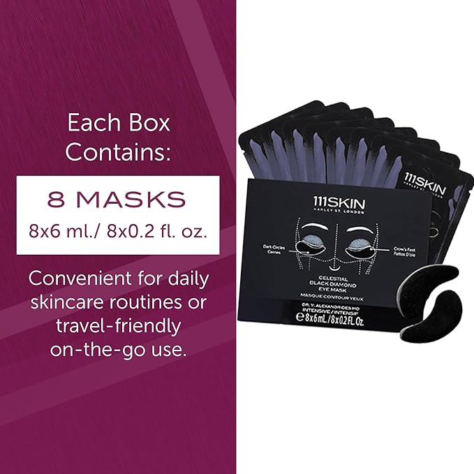 111SKIN Black Diamond Eye Mask, Hydrating Under Eye Patches for Dark Circles with Retinol, Hyaluronic Acid & Niacinamide, Helps Lift & Firm the Appearance of Fine Lines & Undereye Area, 8 Pairs