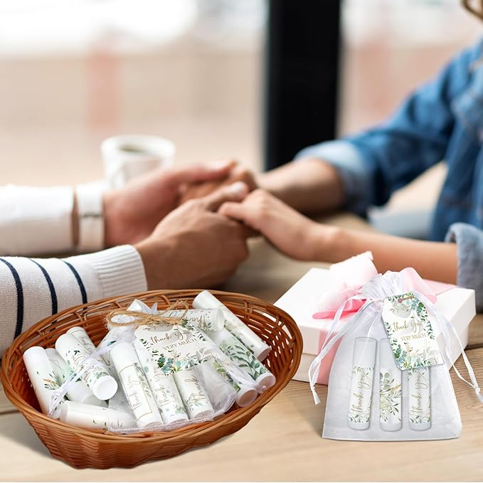 50 Set Employee Appreciation Gifts Bulk Baby Shower Favors Lip Balms Bulk Thank You Gifts Wedding Bridal Shower Bachelorette Gifts Prizes for Guests Women Teacher Coworker Nurse(Eucalyptus)