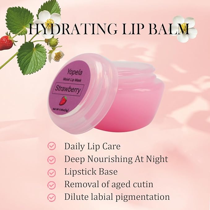 6 Pack Cute Lip Mask Sleeping Overnight for Dry Lips with Coconut Oil and Beeswax -Smoothing Hydrating Softening Plumoing Moisturizing with Small Lip Brush 6 Flavors 0.18 oz
