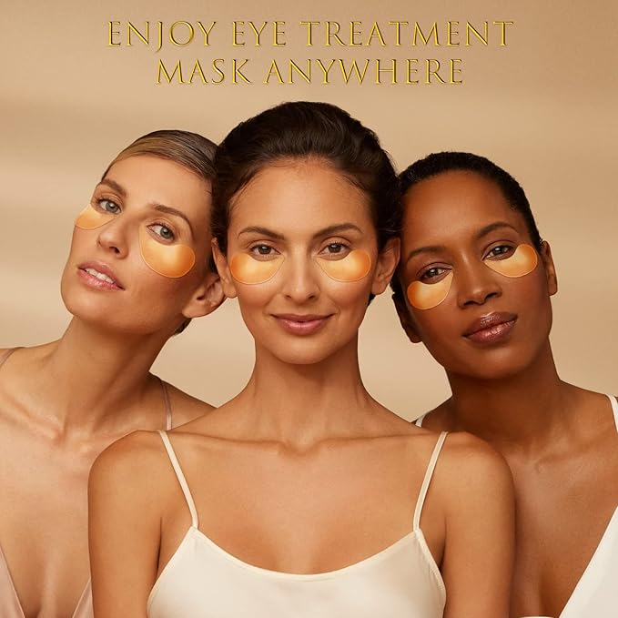 24K GOLD Eye Mask– 60 Pcs - Gold Under Eye Mask Retinol & Collagen - Puffy Eyes and Dark Circles Treatments – Look Younger and Reduce Wrinkles and Fine Lines Undereye