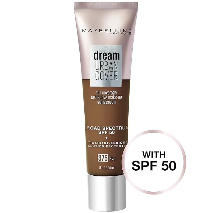 Maybelline Dream Urban Cover Flawless Coverage Foundation Makeup, SPF 50, Java