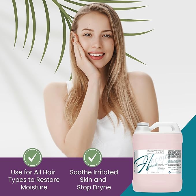 Dr Joe Lab White Rose Water Hydrosol - Natural Distilled Bulgarian Non-GMO Vegan Hydrating Toning Spray Mist Face Hair Skin Pores Locs Dreads - Packaging May Vary (1 Gallon)