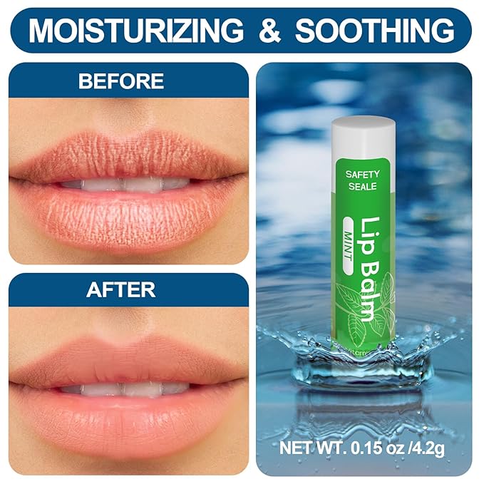 20 Pack Natural Lip Balm Bulk with Vitamin E and Coconut Oil Valentine's Day best choice - Moisturizing, Soothing, and Repairing Dry and Chapped Lips - 10 Flavors - Non-GMO