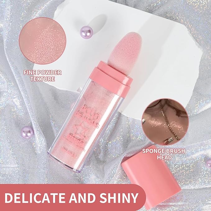 2PCS Polvo De Hadas Fairy Dust Highlight Patting Powder - Full Body Contouring and Clavicle Pearlescent Patting Powder for Face and Eye, Christmas Sparkling Body Glitter (#01 White & #02 Pink)