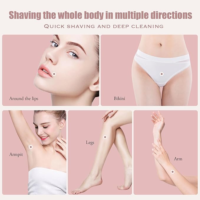 2-in-1 Women's Electric Shaver, Waterproof Cordless Bikini Trimmer & Body Razor, Dual Head Pain-Free Design, Pink Galaxy (2025)