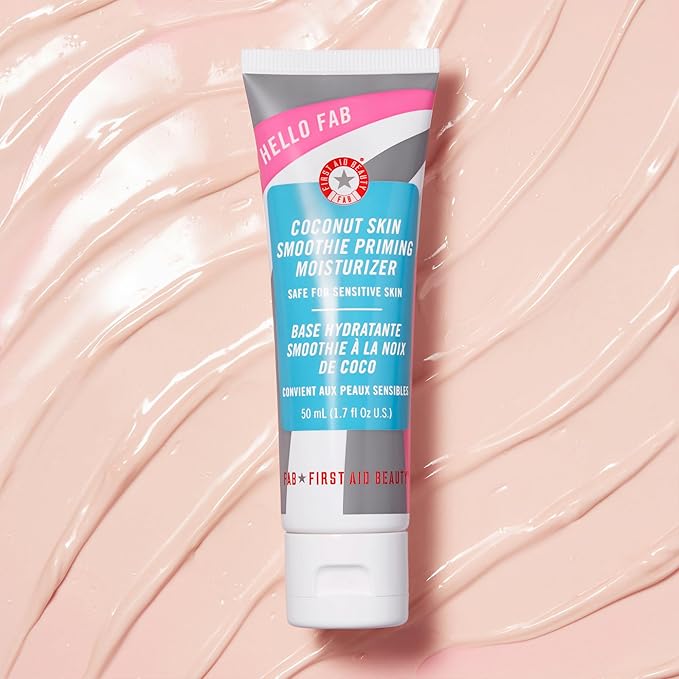 First Aid Beauty Hello FAB Coconut Skin Smoothie Priming Moisturizer, 2-in-1 Moisturizer and Makeup Primer 1.7 Oz.