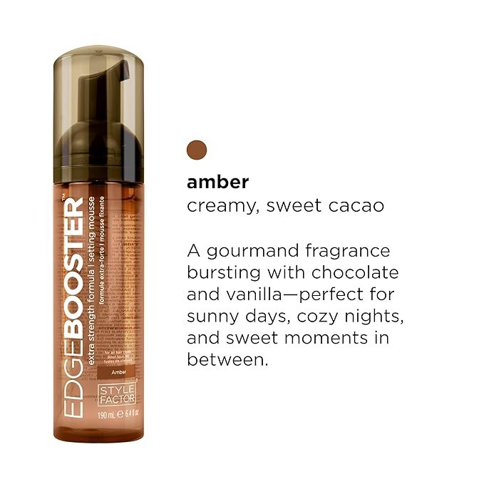 Style Factor EDGE BOOSTER Extra Strength Setting Mousse – Frizz Control, Extra Volume, and Conditioning – 6.4oz Amber Mousse for Curly Hair