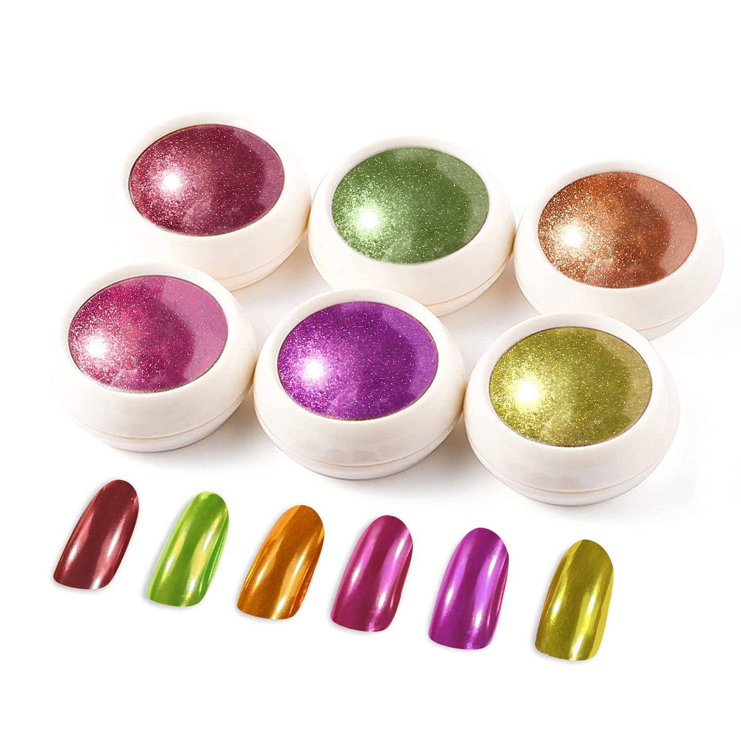 6 Box Chrome Nail Powder, Chrome Effect Nail Powder Set, Shiny Nail Glitter Powder with Magic Mirror Effect for Nail Art Design Decoration(Fluorescent Color Series)