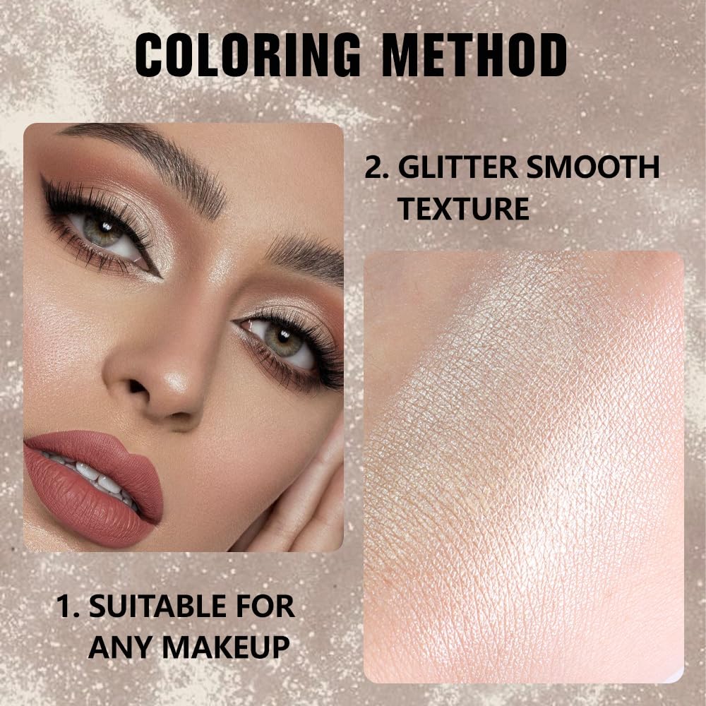 Light Nude Brown Shimmer Single Eyeshadow Makeup Palette, Natural Nude Brown Single Eye Shades, Creamy Pressed Powder for Easy Blending, Mini Travel Palette for Women, Everyday Eyeshadow Makeup