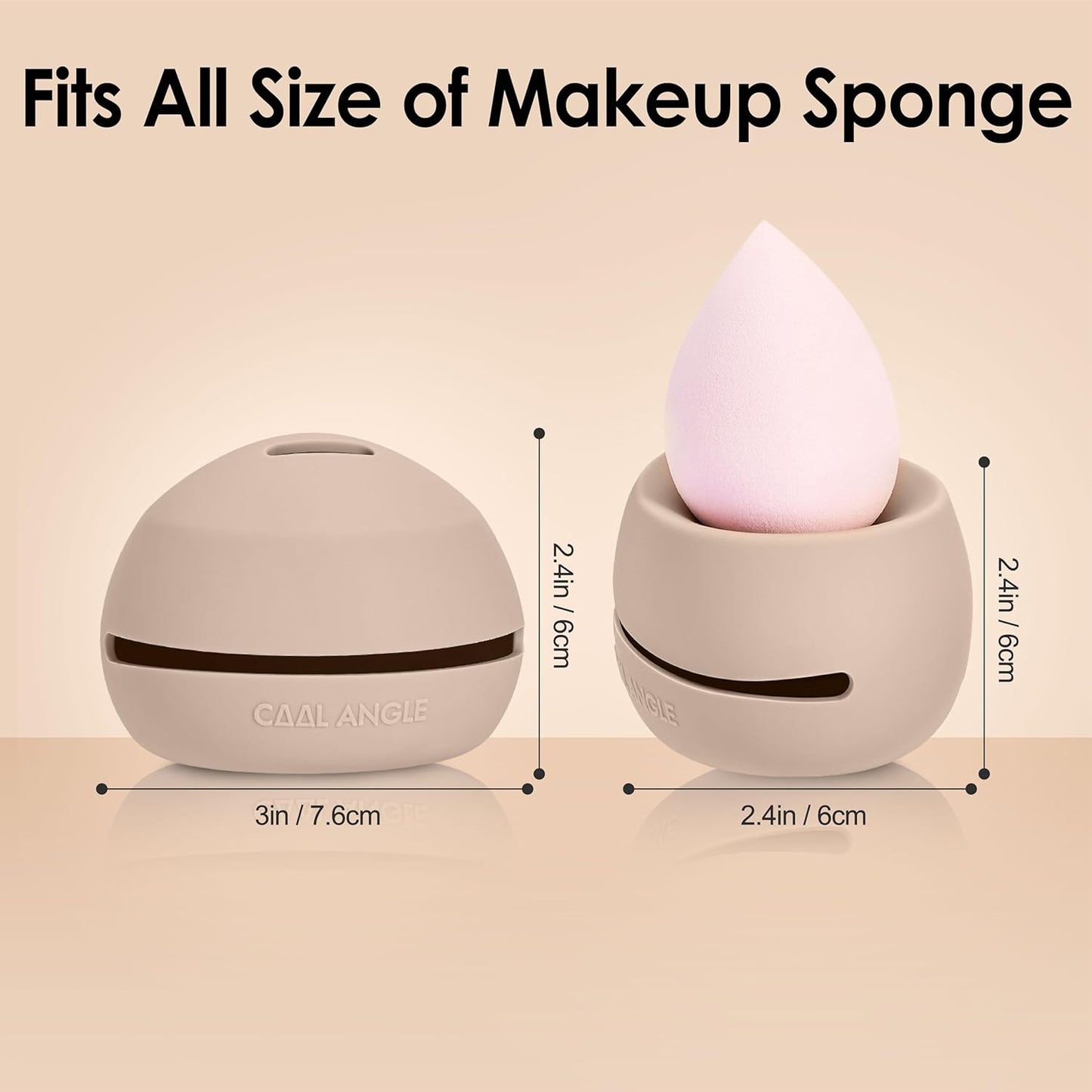 2Pcs Makeup Sponge Holder Silicone Beauty Sponge Holder Makeup Blender Case for Travel 2 in 1 Stand Storage For Quick Drying Khaki+Khaki