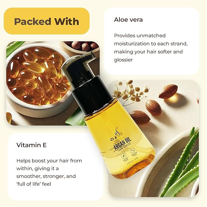 HerStyler Advanced Argan Oil Hair Serum for Women - Anti Frizz Serum for Hair - for Frizzy, Dry and Damaged Hair - Nourishing - 2.36 Fl Oz / 70 Ml - Pack of 2