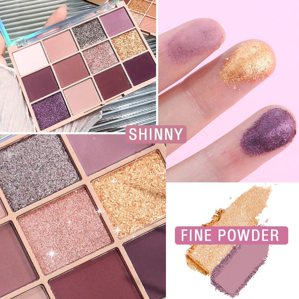 SUAKE Neutral Smokey Eye Shadow Palette,Nude Mauve Rose Gold Cream Eyeshadow Palette,Make Up Pallets for Women, Highly Pigmented Long Lasting Naturing-Looking,Blendable,Vegan