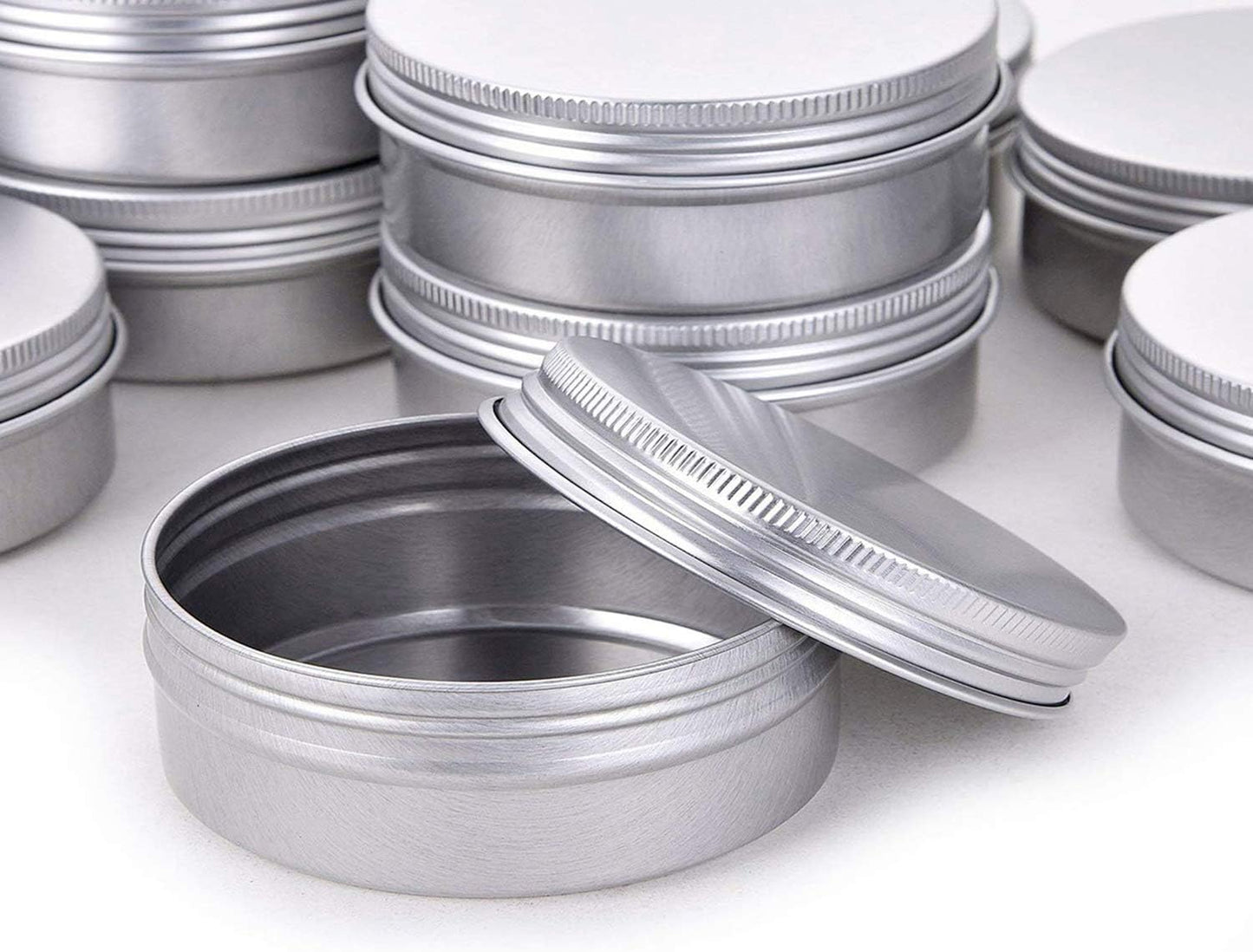 4 Ounce Aluminum Tin Jar Refillable Containers 120 ml Aluminum Screw Lid Round Tin Container Bottle for Cosmetic,Lip Balm, Cream, 24 Pack
