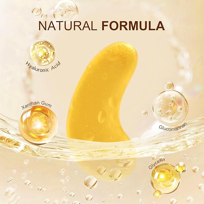 10Pairs 20Pcs 24K Gold Under Eye Patches, Collagen Eye Masks for Dark Circles and Puffiness, Reduce Wrinkles and Puffy Eyes, Refresh Your Skin, Women Skincare Eye Treatment Products