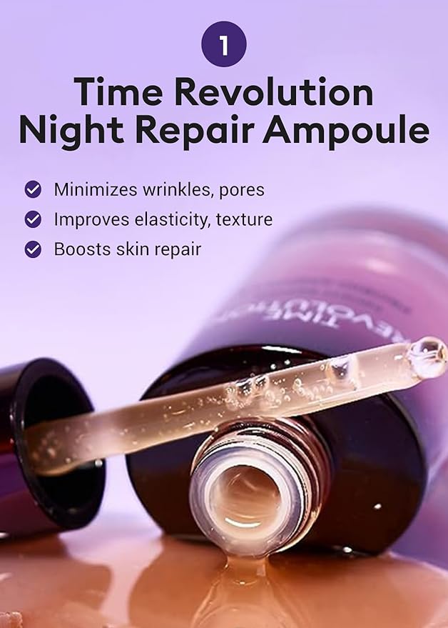 MISSHA Time Revolution Night Repair 5X Gift Set Night Repair Ampoule and Cream 5X, The First Essence 5X for Youthful, Glowing Skin