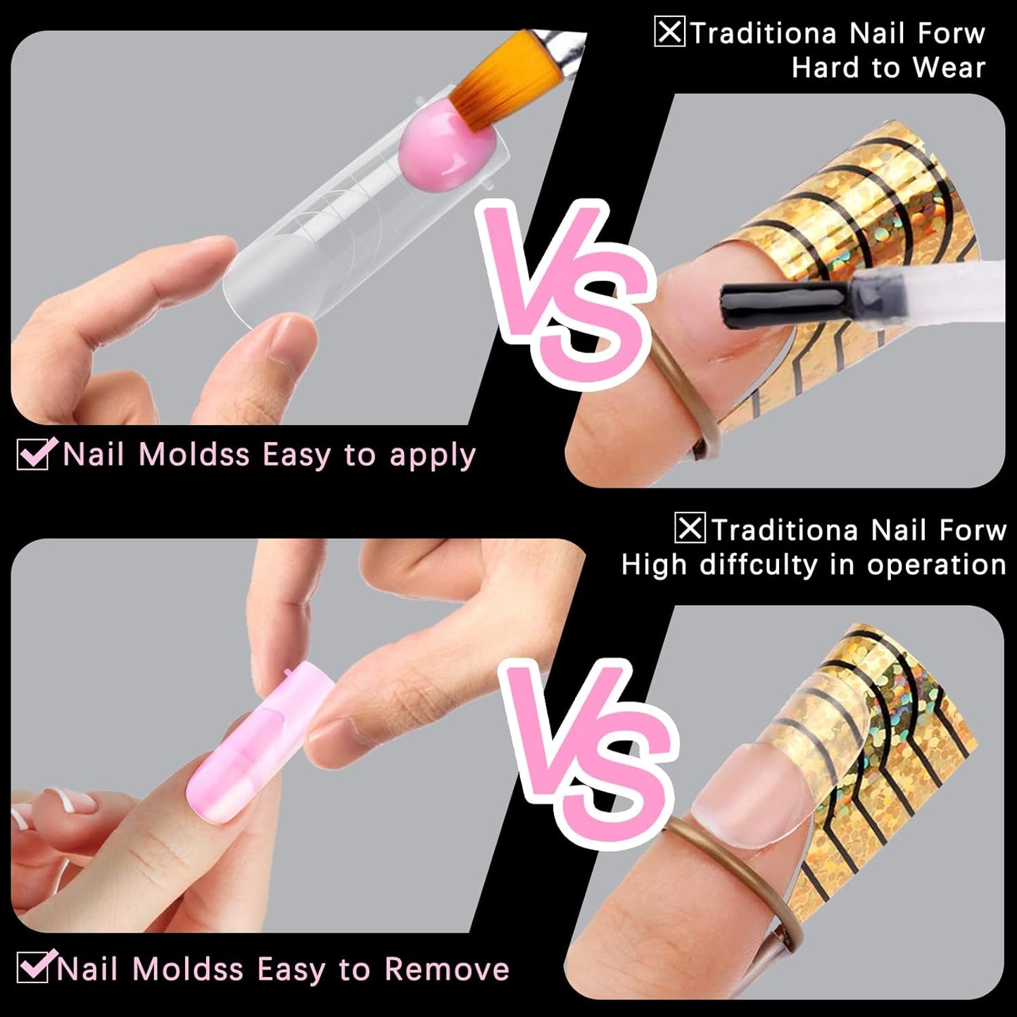 120 Pcs Poly Extension Gel Dual Nail Forms Nail Molds With Scale Builder Coffin Nail for Gel Manicure Nail Art Design Salon DIY at Home (Long Square Head Frosted Dual Nail Forms Set)