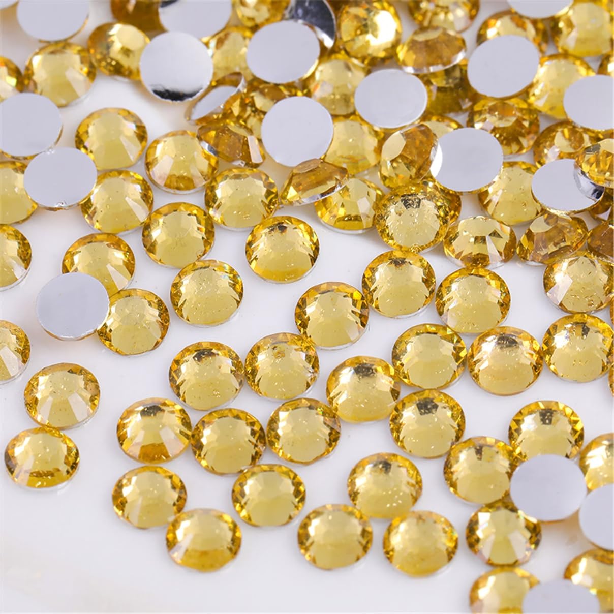 3000 Pieces SS12 3mm Flatback Rhinestones Clear Glass Round Gems Crystals for Nail Art DIY Crafts Clothes Shoes Bags （Crystal Yellow）