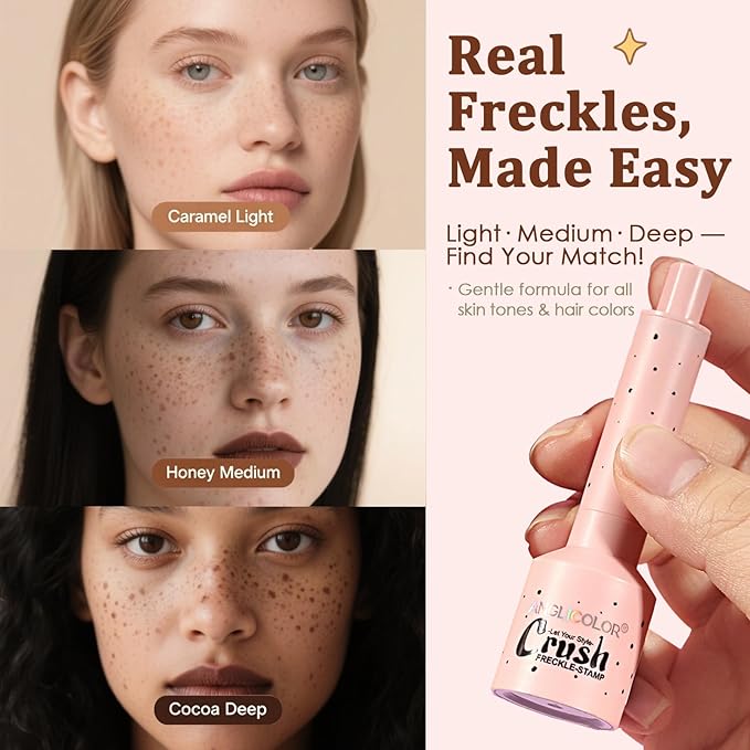 Faux Freckle Stamp, Freckle Pen Waterproof – Faux Freckles Maker for Natural Sun-Kissed Look, Quick-Dry & Long-Lasting, Easy One-Press Application, Cute & Trendy Gift for Women & Girls - 03 Deep