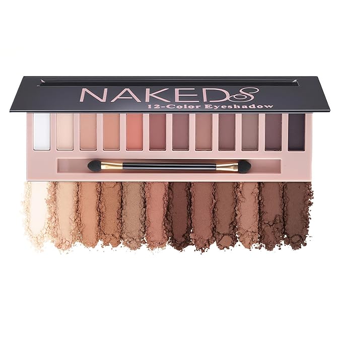 BestLand 12 Colors Makeup Nude Colors Eyeshadow Palette Natural Nude Matte Shimmer Glitter Pigment Eye Shadow Pallete Set Waterproof Smokey Professional Beauty Makeup Kit (Matte Color A)