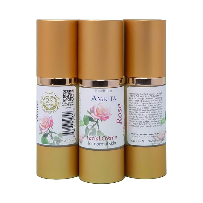 Rose Facial Crème - Blended with Premium Therapeutic Quality Essential Oils of Rose & Roman Chamomile - SIZE: 30ML