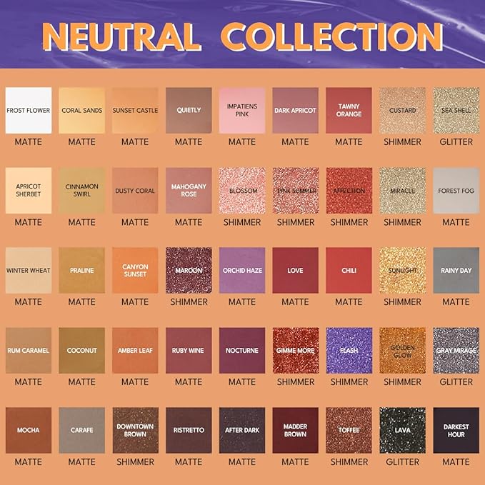 45 Shades Eyeshadow Palette, Highly Pigmented Neutral Tones Collection Makeup Palette, Matte Shimmer Metallic Glitter Eye Shadow For Long Lasting Eye Make Up