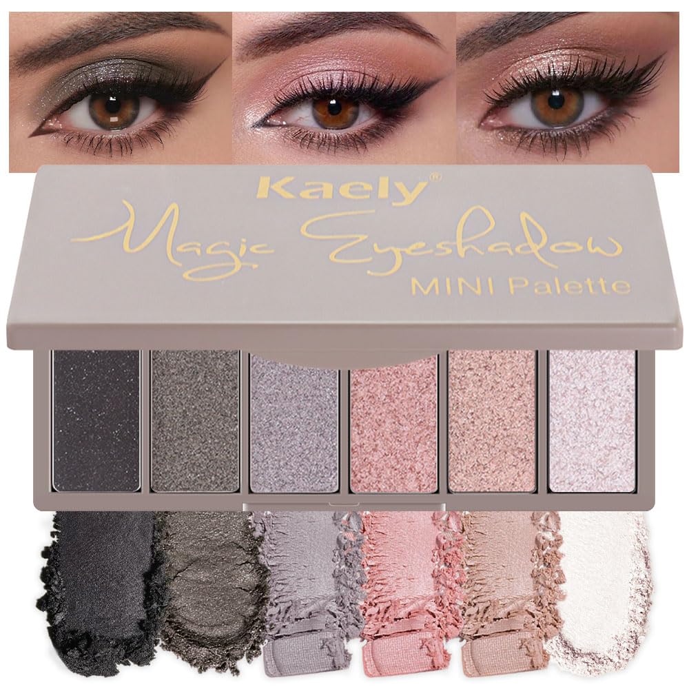Kaely 6 Color Mini Nude Eyeshadow Palette Makeup, Highly Pigmented Eye Shadow Palette Waterproof, Natural Glitter Shimmer Eye Shadow Palette, paleta de sombras de ojos, Vegan & Cruelty-free, 03