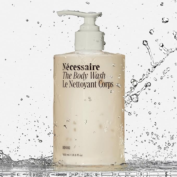 Nécessaire The Body Wash Hinoki. Natural Body Wash for Women & Men, Softening Shower Gel with Gentle Exfoliating Acids AHA/BHA/PHA. Gel Cleanse,16.9 fl oz