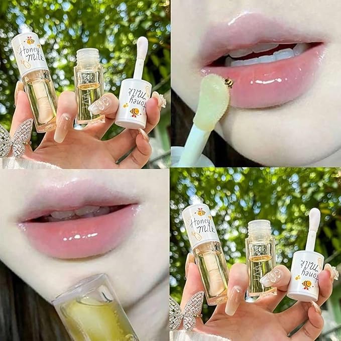2Pcs Crystal Jelly Lip Oil Moisturizing Hydrating Lip Care Hydrating Lip Gloss Tinted Lip Balm, Long Lasting & Nourishing Lip Glow Oil, Non-sticky Fresh Texture