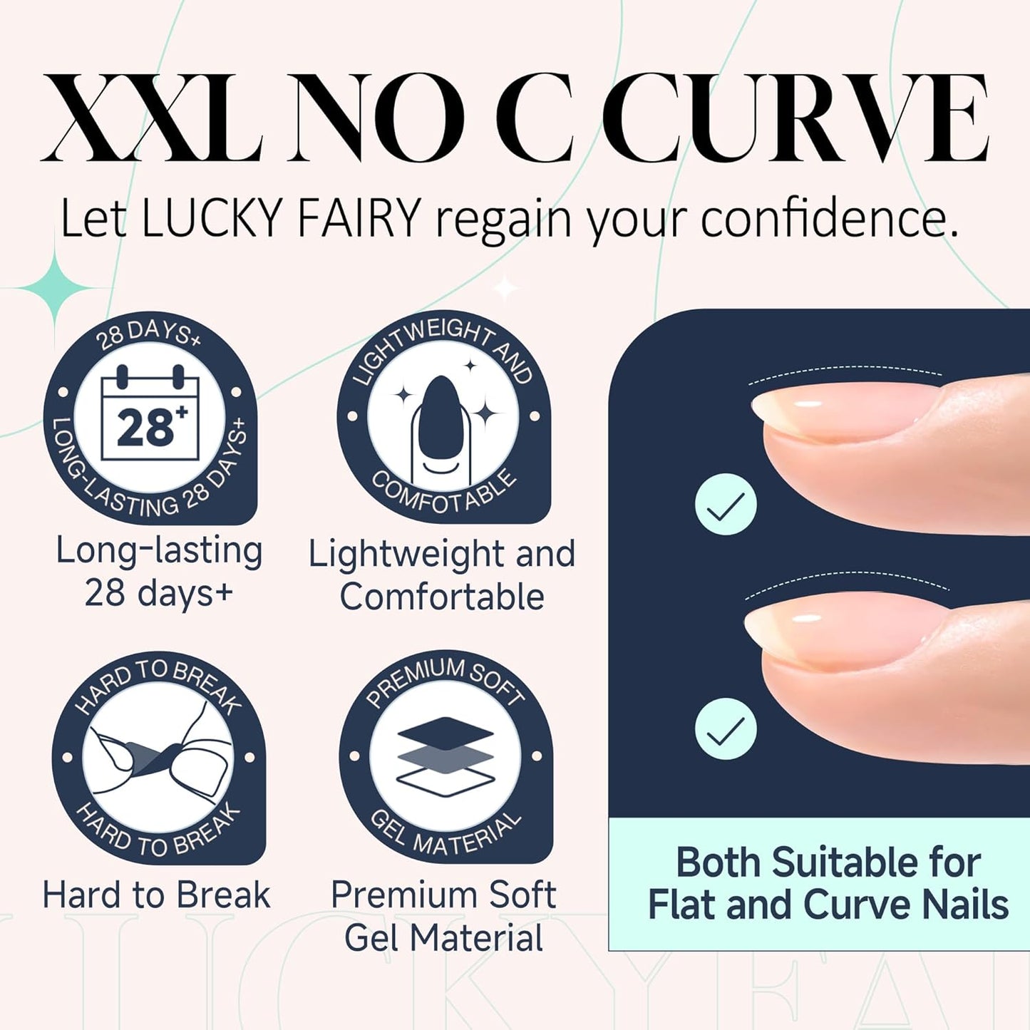 504PCS No C Curve Nail Tips Square XXL Extra Long Tapered Square Nail Tips for Acrylic Nails Professional 12 Sizes Half Cover Straight Clear Fake Nails for Nail Extensions Salons DIY at Home