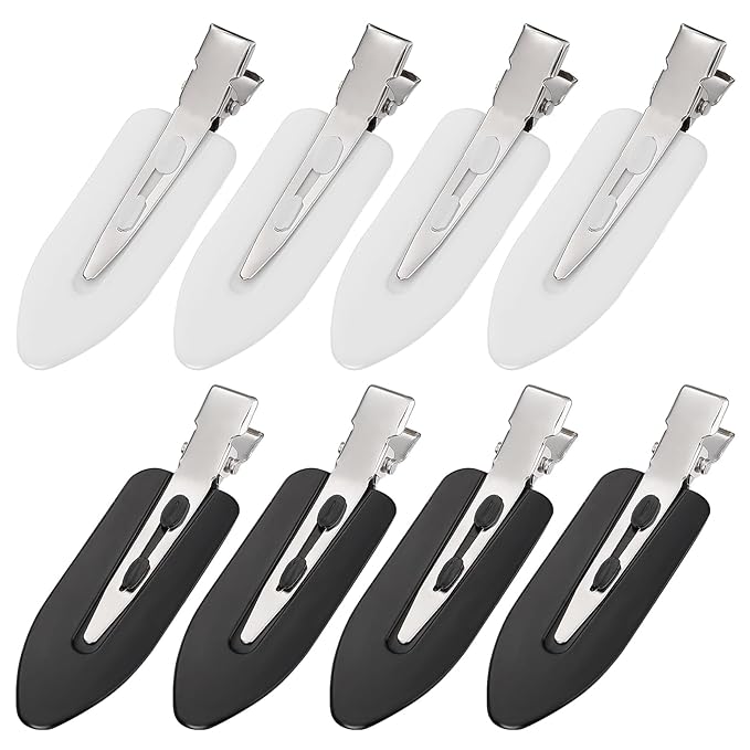 8Pcs No Bend No Crease Hair Clips - Styling Duck Bill Clips Alligator Hair Barrettes for Styling Sectioning Small Gifts for Women Girl Salon Hairstyle Hairdressing Bangs Waves, Black & White
