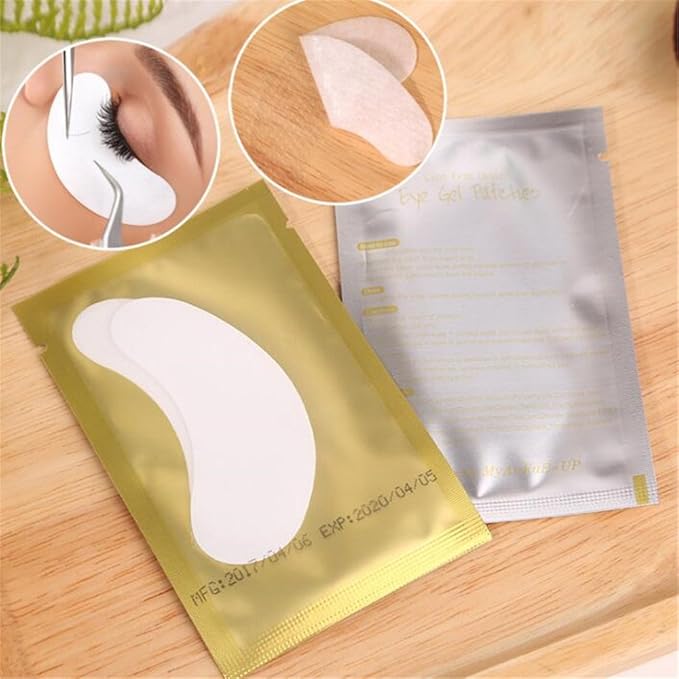 100 Pairs Set，Eye Gel Patches,Under Eye Pads Lint Free Lash Extension Eye Gel Patches for Eyelash Extension (gold)