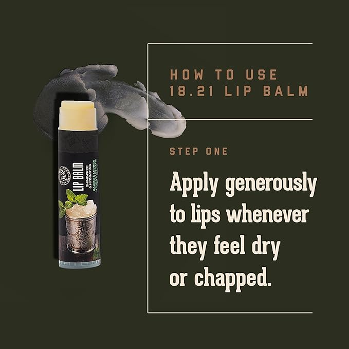 18.21 Man Made Lip Balm - Mint Julep Flavor, Lip Protectant Hydrates & Moisturizes with Beeswax, Cocoa Butter & Vitamin E - For chapped and dry lips